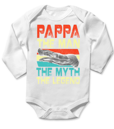 Vintage Papa Man Myth Legend Shirt Daddy Father Shirt Long Sleeve Baby One-Piece