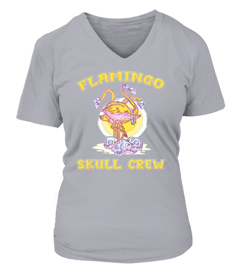 Flamingo Skull Halloween bones gift Women's V-Neck T-shirt