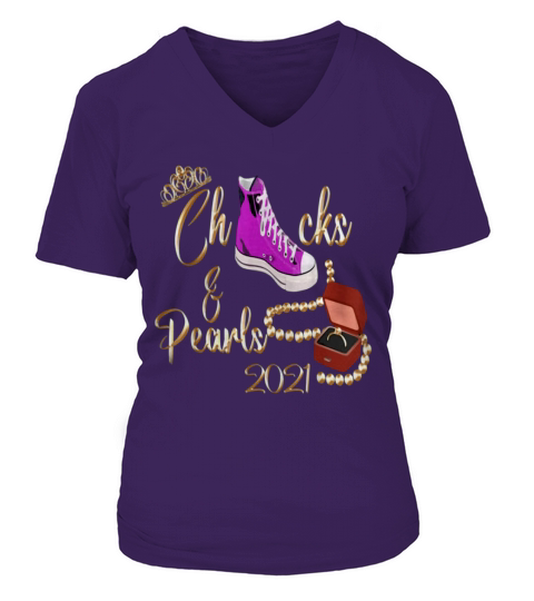 Chucks And Pearls 2021 Golden Beautiful V-neck T-Shirt Woman