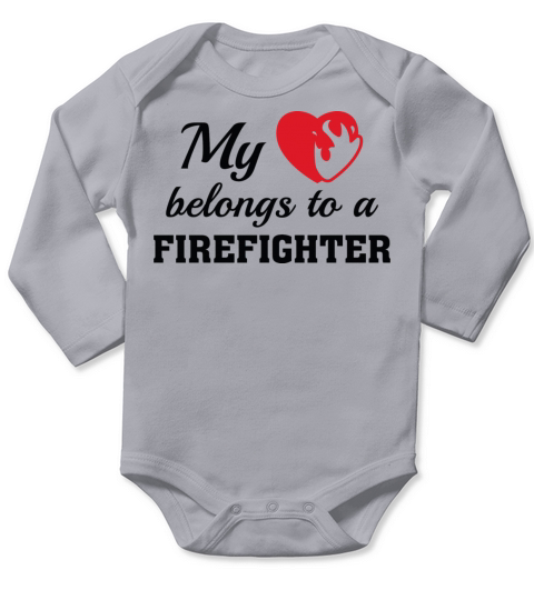 Heart Belongs Firefighter Long Sleeve Baby One-Piece
