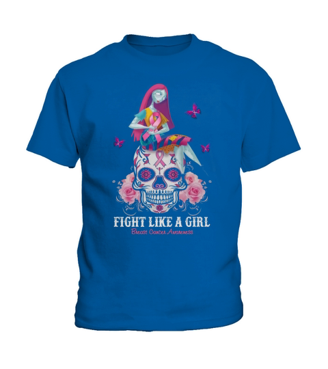 Sally Fight Like A Girl Breast Cancer Awareness Sugar Skull shirt Kids T-Shirt