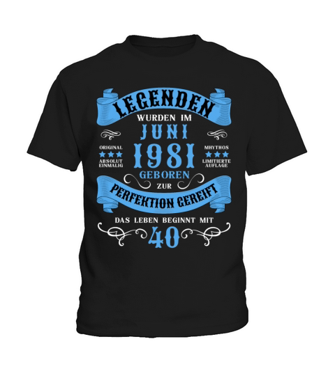 40th Birthday 40 Years 1981 June Kids T-Shirt