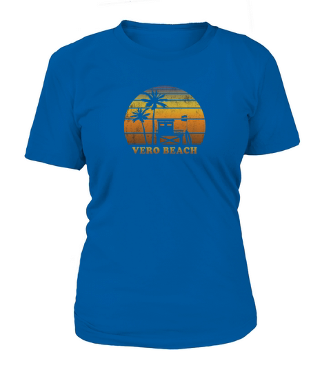 Retro Vero Beach Sunset Surfing Palm Tree Women's T-Shirt