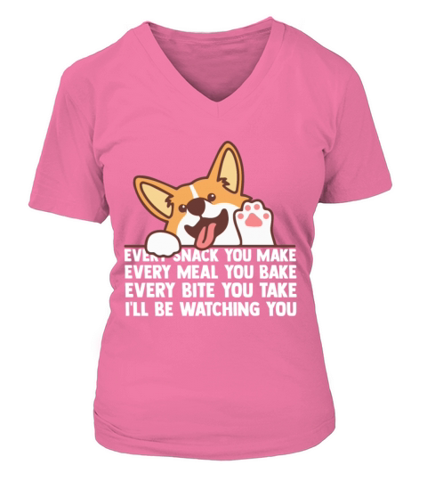 Ill be watching you Funny Pet Corgi Dog Shirt Women's V-Neck T-shirt