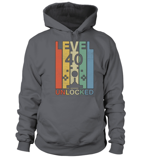 Level 40 Unlocked Vintage Arcade Gamer Gift Men's Hoodie