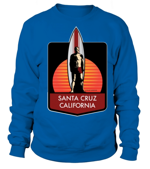 Santa Cruz California Surfer Statue red blk Women's Sweatshirt