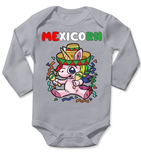 MEXICORN Funny Mexican Unicorn Mexico Heritage Long Sleeve Baby One-Piece
