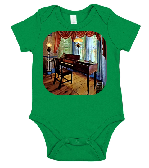 Square Piano in Parlor Short Sleeve Baby One-Piece