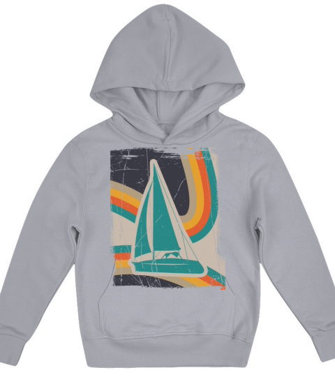 Sailing boat sailboat captain sea yacht retro sail Kids Hoodie