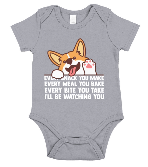 Ill be watching you Funny Pet Corgi Dog Shirt Short Sleeve Baby One-Piece