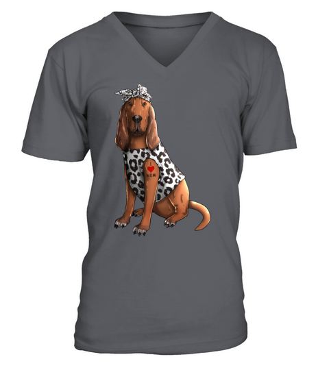 I Love Mom Tattoo Bloodhound Dog Men's V-Neck T-shirt