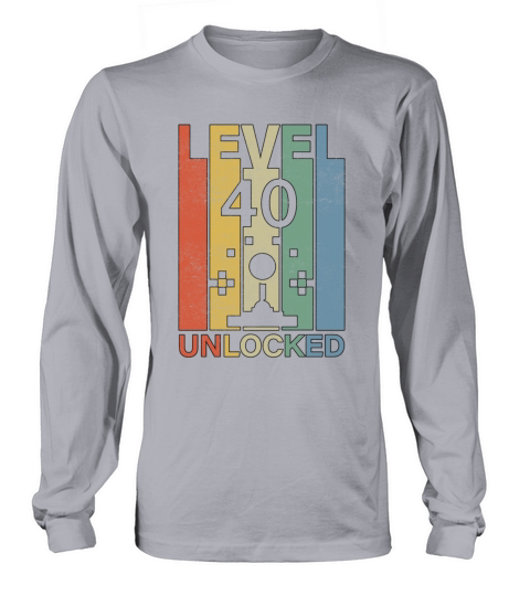 Level 40 Unlocked Vintage Arcade Gamer Gift Men's Long Sleeve