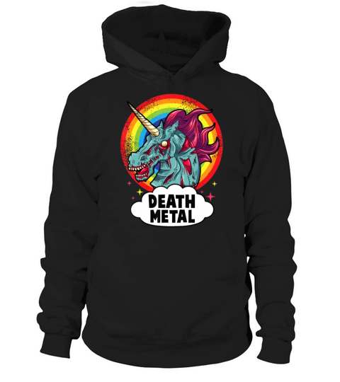 Death Metal Unicorn Rainbow Rocker Emo Zombie Hoodie Unisex