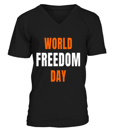 World Freedom Day graphic Orange White Text Men's V-Neck T-shirt