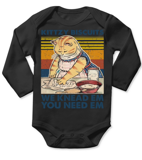 Kittzy Biscuits Funny Cat Long Sleeve Baby One-Piece