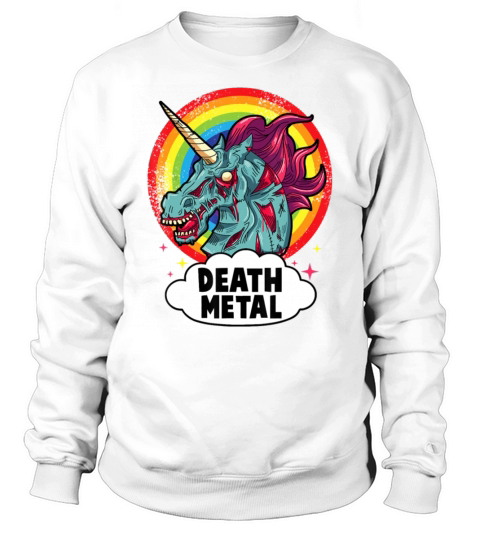 Death Metal Unicorn Rainbow Rocker Emo Zombie Sweatshirt Unisex