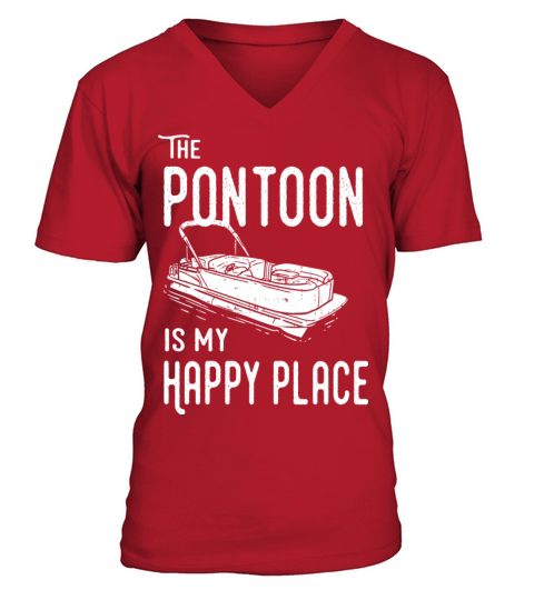 Pontoon boat is my happy place funny captain gift Men's V-Neck T-shirt