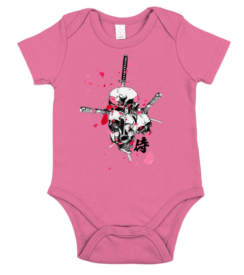 japanese samurai girl skulls kanji Short Sleeve Baby One-Piece