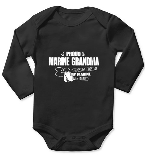 Proud Marine Grandma My Grandson Hero Long Sleeve Baby One-Piece