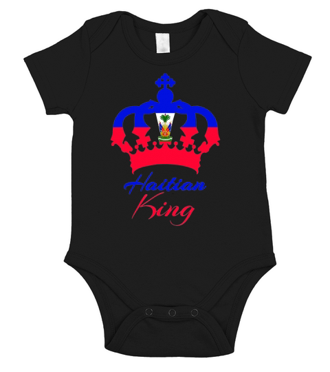 Haitian King Mens Perfect Haiti Flag Crown Gift Short Sleeve Baby One-Piece