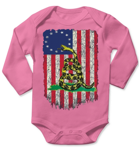 American Betsy Ross Flag Don t Tread Patriot On Me Long Sleeve Baby One-Piece
