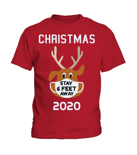 Christmas 2020 Rudolph Reindeer Mask Stay 6 Feet A Kids T-Shirt