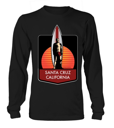Santa Cruz California Surfer Statue red blk Women's Long Sleeve