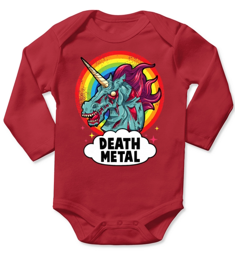 Death Metal Unicorn Rainbow Rocker Emo Zombie Long Sleeve Baby One-Piece