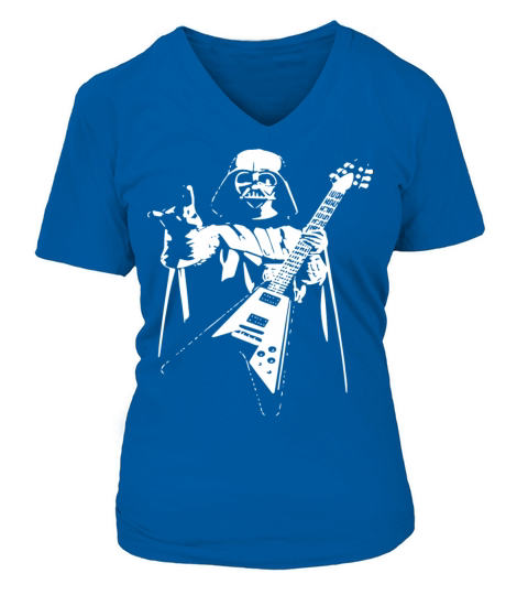 Darth Vader Rocks Guitar Star Wars Music Band Funn Women's V-Neck T-shirt
