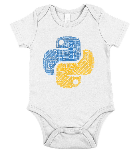 Python Logo WordCloud Shirt for Programmers Short Sleeve Baby One-Piece