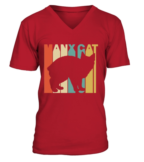 Vintage Style Manx Cat Silhouette T-Shirt V-Neck T-shirt