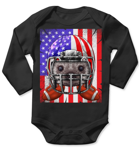 Hedgehog American Football USA Flag Merica Animal Long Sleeve Baby One-Piece
