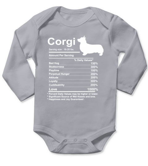 Funny Corgi Facts nutrition Gift Long Sleeve Baby One-Piece