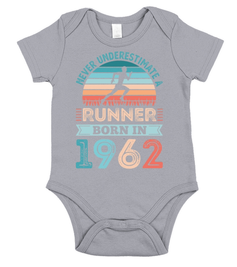 Runner born in 1962 60th Birthday Gift Running Dad Short Sleeve Baby One-Piece