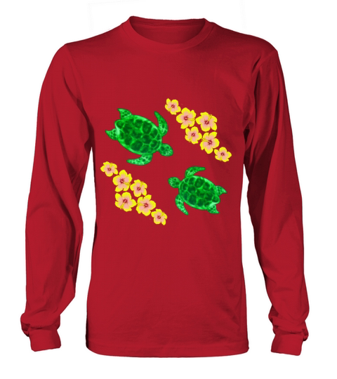 Honu Turtles And Hibiscus Women's Long Sleeve