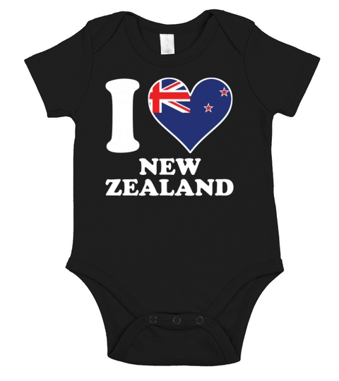 I Love New Zealand Kiwi Flag Heart Short Sleeve Baby One-Piece