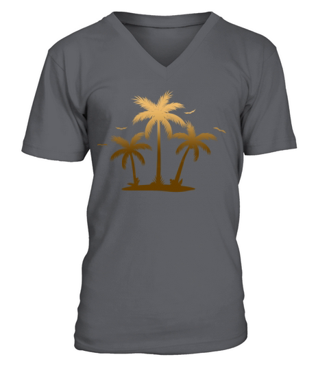 Tropical Sunset Palm Gold Men's V-Neck T-shirt