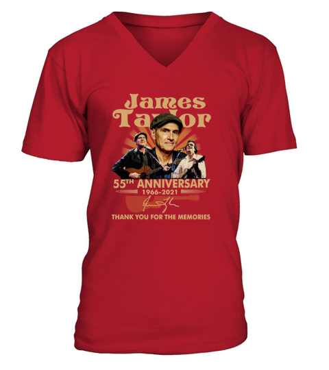 James Taylor 55th Anniversary 1966 2021 Thank You For The Memories Signature V-Neck T-shirt