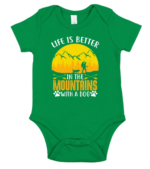Life is better in the mountains with a dog gift Short Sleeve Baby One-Piece