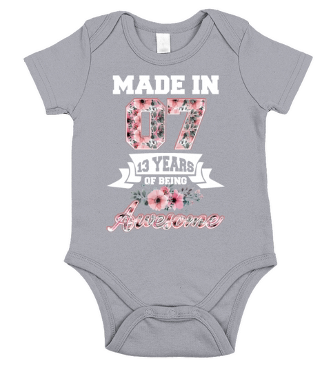 Made In 07 13th Birthday Gift Born In 2007 Short Sleeve Baby One-Piece