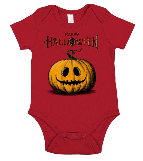 Happy Halloween Jack OLantern Adult Orange Tshirt Short Sleeve Baby One-Piece