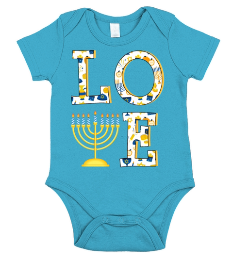 Love Hanukkah Short Sleeve Baby One-Piece