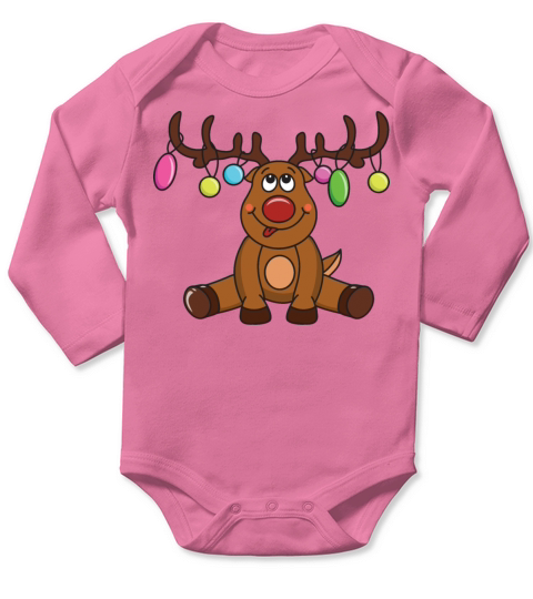 Merry Christmas Reindeer Long Sleeve Baby One-Piece