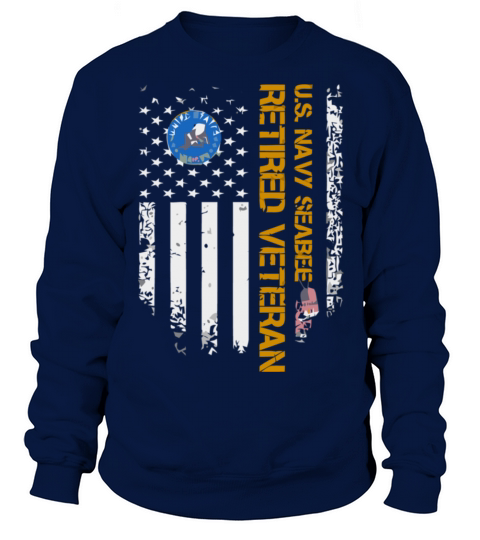 Vintage Usa American Flag Navy Seabee Proud Retire Women's Sweatshirt
