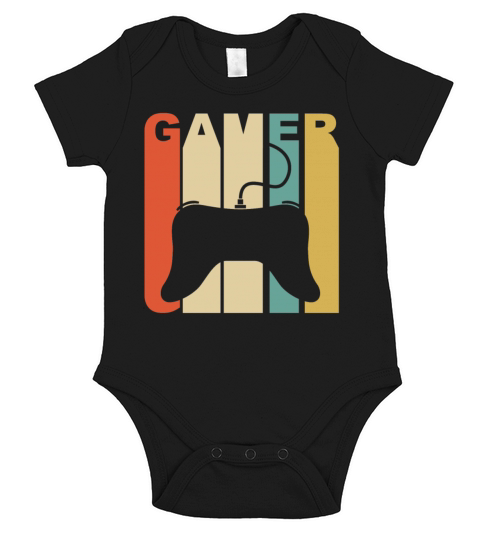Vintage Gamer Controller Silhouette Retro Gaming Short Sleeve Baby One-Piece
