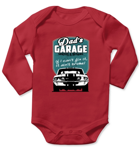 Dads Garage with 68 Mustang Long Sleeve Baby One-Piece