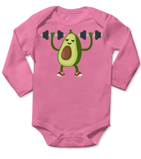 Avocado Fruit weights lifting Fitness Workout Long Sleeve Baby One-Piece