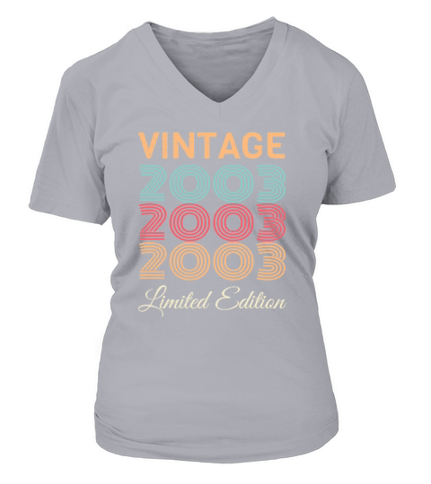 18th birthday gift 18 years 2003 Vintage Women's V-Neck T-shirt