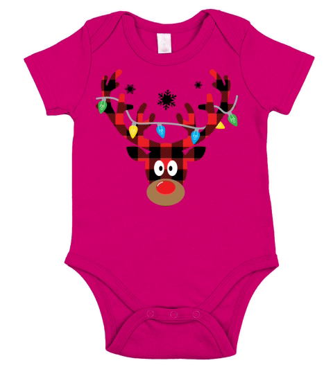 Buffalo Plaid Rudolph Short Sleeve Baby One-Piece