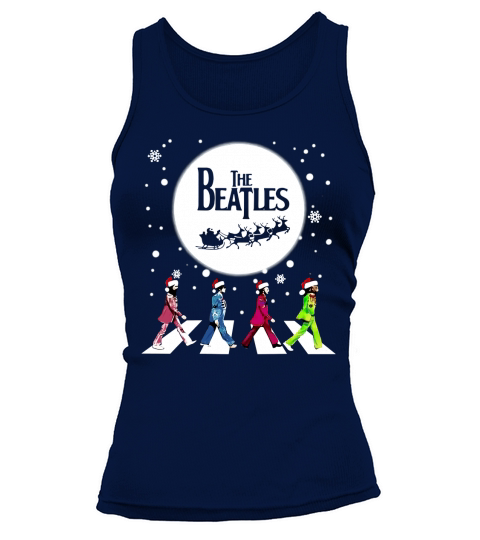 Santa The Beatles Walking Across Abbey Road Christmas shirt Tank top Woman